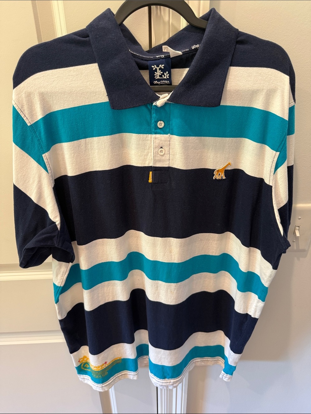 Striped Polo with Embroidered Tree Logo